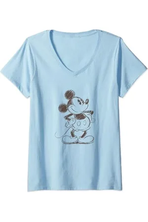 Disney Mickey Mouse Classic Retro Sketched Profile T-Shirt mit V-Ausschnitt