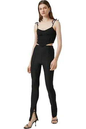 Koton Women Slit Detail Leggings Ribbed High Rise