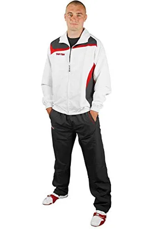 Top Ten Trainingsanzug „Premium Class“ mit schwarzer Hose - Gr. XL = 190 cm, Weiss-rot
