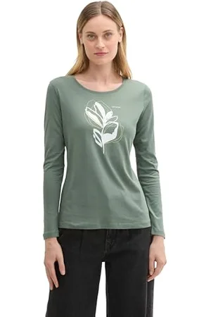TOM TAILOR Damen Longsleeve aus Baumwolle mit Print, , M