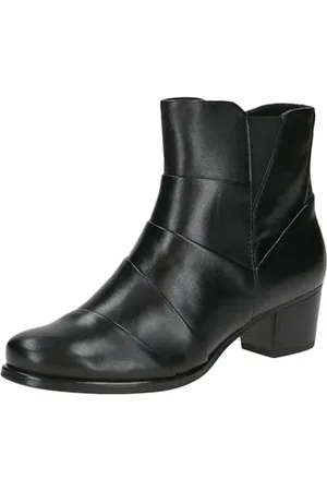 Caprice Damen Stiefeletten mit Absatz aus Leder mit Reißverschluss, Schwarz , 39 EU