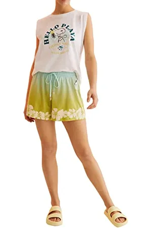 Women secret Damen Trägertop 100% Baumwolle Snoopy Weiß T-Shirt, , Large