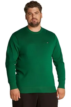 Tommy Hilfiger Herren Pullover Essential Cotton Rundhalsausschnitt, Grün (Nouveau Green), 3XL
