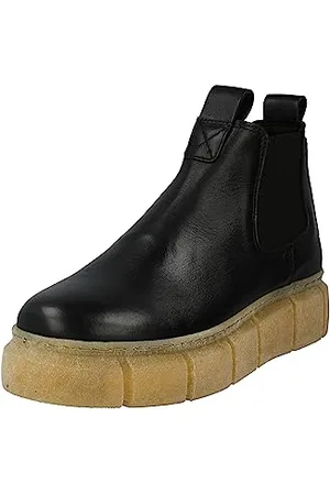 Cashott Damen CASFLORA Chelsea Low Cut Smooth Leather Ankle Boot, Black, 40 EU