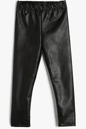 Koton Girls Faux Leather Leggings Elastic Waist