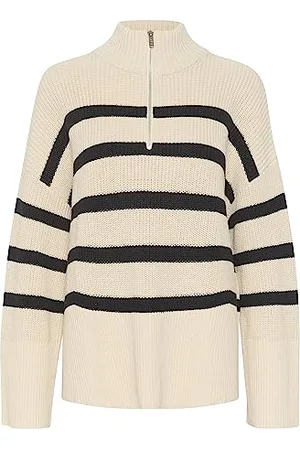 Part Two Damen, halber Reißverschluss, hoher Hals, Oversized Fit, Lange Ärmel Pullover, , Medium