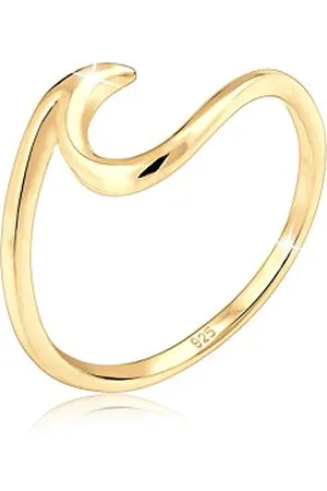 Elli Ring Damen Welle Strand Maritim in 925 Sterling Silber Vergoldet