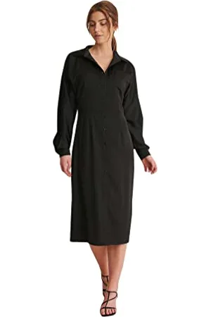 NA-KD Damen Buttoned Midi Dress Lässiges Kleid, , 36 EU