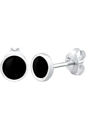 Elli Ohrringe Damen Ohrstecker Kreis Geo mit Emaille Weiß in 925 Sterling Silber
