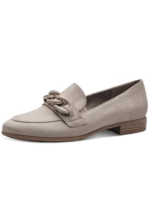 Jana Damen Loafer ohne Absatz Vegan Blockabsatz, Braun , 39 EU