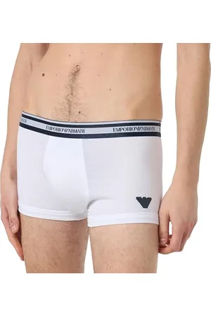 Emporio Armani Herren Stretch Cotton Shiny Logoband Trunks, White, M