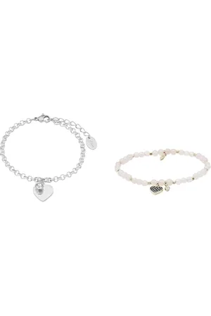 QS by s.Oliver Armband Edelstahl Damen Armschmuck, mit Kristall, 17+3 cm & Fossil Armband Für Frauen Wellness, Innenlänge:165mm Rosa Halbedelstein Armband, JA6922710