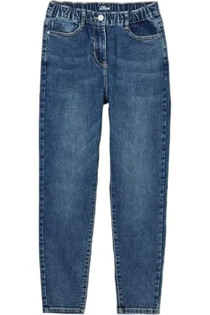 QS by s.Oliver Ankle-Jeans Mom/Relaxed Fit/High Rise/Tapered Leg Blue Stretched den 176/SLIM