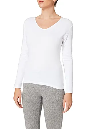 Playtex 100% Thermal cotton long sleeve T-shirt with double layer Women x1, White, S