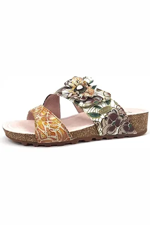 LAURA VITA Damenschuhe Hausschuhe Pantolette Beige Freizeit, Schuhgröße:41 EU