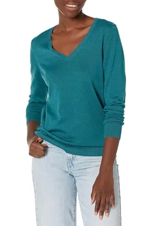 Amazon Damen Leichter, Langärmeliger Pullover Mit V-Ausschnitt, Klassischer Schnitt (Erhältlich In Übergröße), , XXL