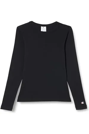 Champion Damen Legacy Icons Tonal Logo W-Soft Cotton 1x1 Rib Slim L/S Crewneck Langarm Shirt, , Small