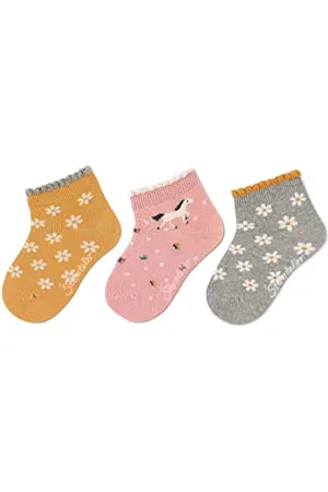 Sterntaler Baby Mädchen Baby Socken Kurz-Söckchen 3er Pack Blumen - Socken Baby, Babysöckchen, Babysocken - aus Baumwolle - , 18