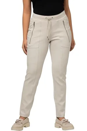 Ulla Popken Damen 7/8-Sweathose, konisches Bein, Elastikbund, Zipptaschen Hose, , 44