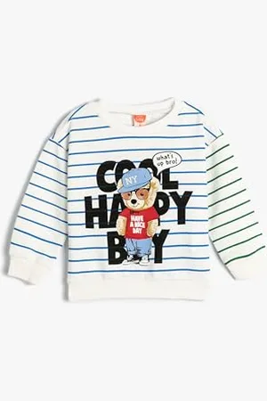 Koton Boys Sweatshirt Long Sleeve Crew Neck Teddy Bear Printed Cotton