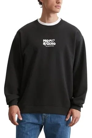 Marc O’ Polo Marc OߴPolo Denim Herren Sweatshirt aus Bio-Baumwolle mit Rückenprint, Schwarz (Black Multi 01), S