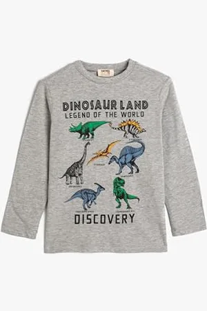 Koton Boys T-Shirt Dinosaurs Printed Long Sleeve Crew Neck Cotton
