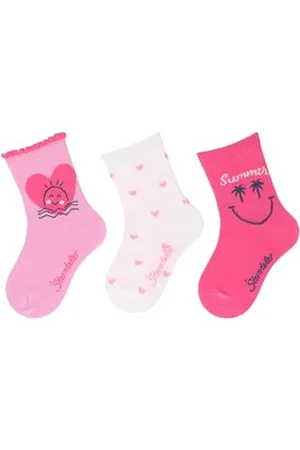 Sterntaler Socken 3er Pack Herzen und Sommer - Babysocken für Mädchen - Babysocken mit Motiven - Socken für Babys im Set - pink, 18