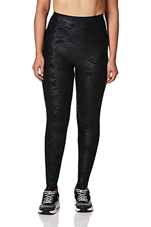 HUE Damen Sleek Effect High Waist Leggings, Schwarz-Camo, Mittel
