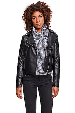 Urban classics Damen TB2371-Ladies Faux Leather Biker Jacket Jacke, , Small