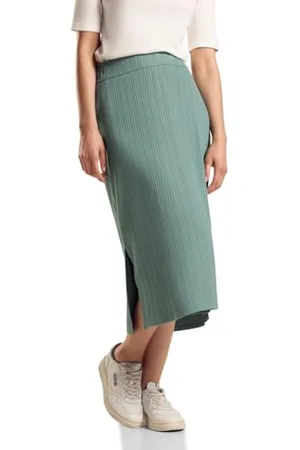 Street one Damen Gerippter Midi-Rock A361533, , 42