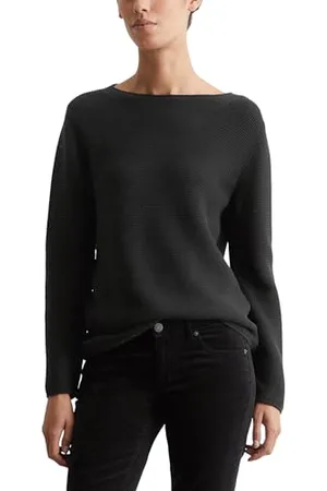 Marc O’ Polo Marc OߴPolo Damen Strickpullover aus Bio-Baumwolle Langarm, Schwarz (Black), L