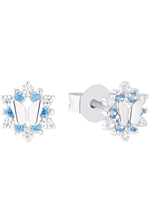Prinzessin Lillifee Ohrstecker 925 Sterling Silber Mädchen Kinder Ohrschmuck, mit Zirkonia synth., 0,7 cm, Silber, Schmetterling, Kommt in Schmuck Geschenk Box, 2036435