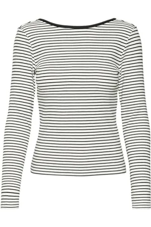 VERO MODA Damen Vmchloe Stripe Ls 2way Short Top Go Noos Langarmshirt, , XX-Large
