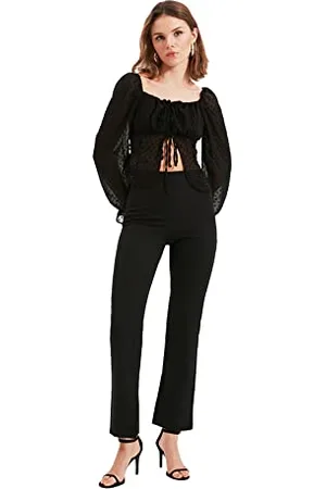 Trendyol Schwarze zierliche hohe Pants, , 36
