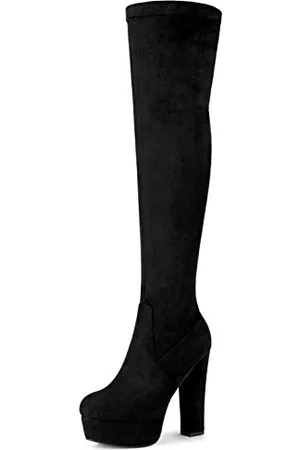 Allegra K Overknee-Stiefel mit Plateau und Blockabsatz für Damen 37