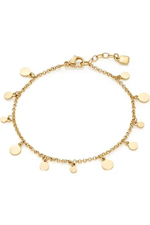 Leonardo Armband Ciao Rica Arm-Kette aus goldfarbenem Edelstahl zartes Erbs-Kettchen mit verschieden großen Plättchen-Anhängern 17-19 cm Länge Schmuck Geschenk für Frauen 018785