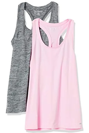 Amazon Damen Active Quick Dry Tech Stretch Racerback-Tanktop (in Übergröße erhältlich), 2er-Pack, , S