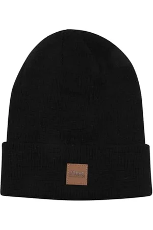 Urban classics TB626 Unisex Strickmütze Leatherpatch Long Beanie Black (Herstellergröße: one size)