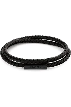Calvin Klein Armband für Herren Kollektion LATCH mit Schwarzem Geflochtenem Leder in Doppelschlaufe - 35000209