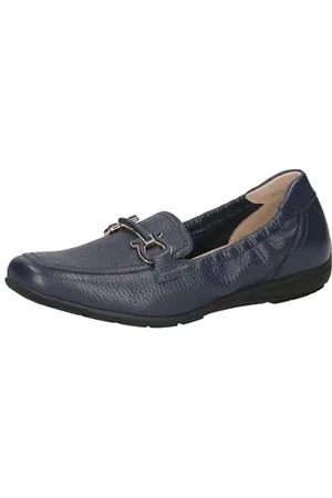 Caprice Damen Slipper aus Leder mit Schnalle, Blau , 36 EU