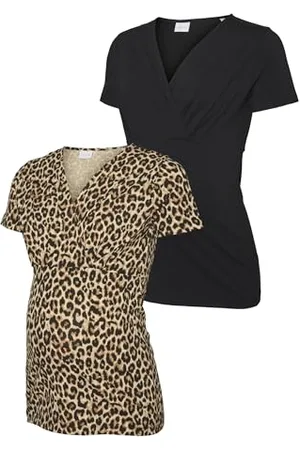 Mama;licious Damen Mlmia Tess Aop Ss Jrs Top 2f 2-p E. A., Schwarz, L