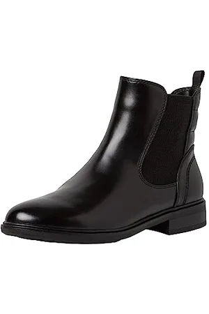 Jana Damen Chelsea Boots aus Kunstleder Flach Weite H Mehrweite, (Black), 37 EU