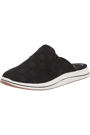 Clarks Damen Breeze Shore Hausschuh, Schwarz, floral, 39.5 EU