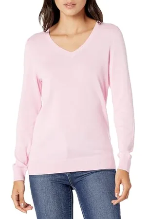 Amazon Damen Leichter, Langärmeliger Pullover Mit V-Ausschnitt, Klassischer Schnitt (Erhältlich In Übergröße), , L