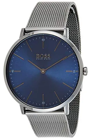 HUGO BOSS Analog Quarzuhr für Herren mit Graues Edelstahl-Mesh-Gliederarmband - 1513734