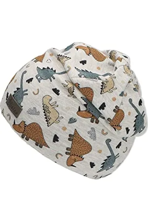 Sterntaler Beanie Dino - Lässige Baby Mütze aus Melange Jersey mit allover Druck - Jungen UV-Schutz 50+ Beanie Mütze - variabel tragbar - Baby und Kinder Übergangsmütze, , Größe 49