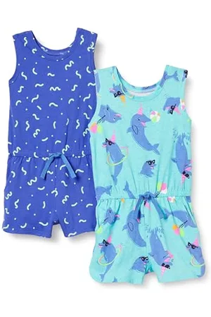 Amazon Mädchen Ärmelloser Strampler aus Strick (zuvor Spotted Zebra), 2er-Pack, , 6-7 Jahre