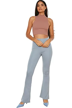 Trendyol Damen Hacivert Flaschung Gestrickte N Pants Palazzo, , L Große Größen