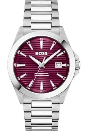 HUGO BOSS Uhr mit DREI-Zeiger-Quarzwerk für Herren Kollektion Strike mit Silbernes Edelstahlarmband - 1514174