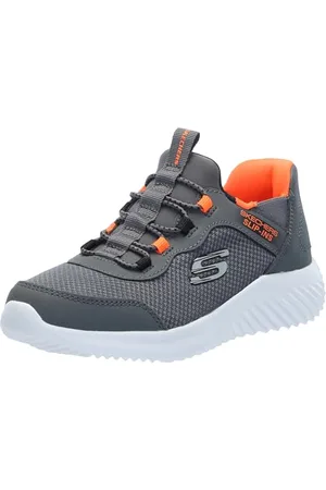 Skechers Bounder Brisk-Burst Sneaker, Charcoal/Orange, 21 EU